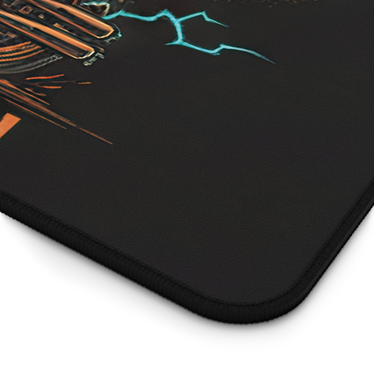 Desk Mat — "Loud & Local" Skeleton Rider Radio Tower Motorcycle Gaming/Work Mousepad