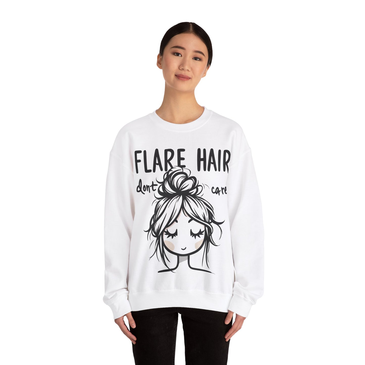 Flare Hair Don't Care Unisex Heavy Blend™ Crewneck Sweatshirt