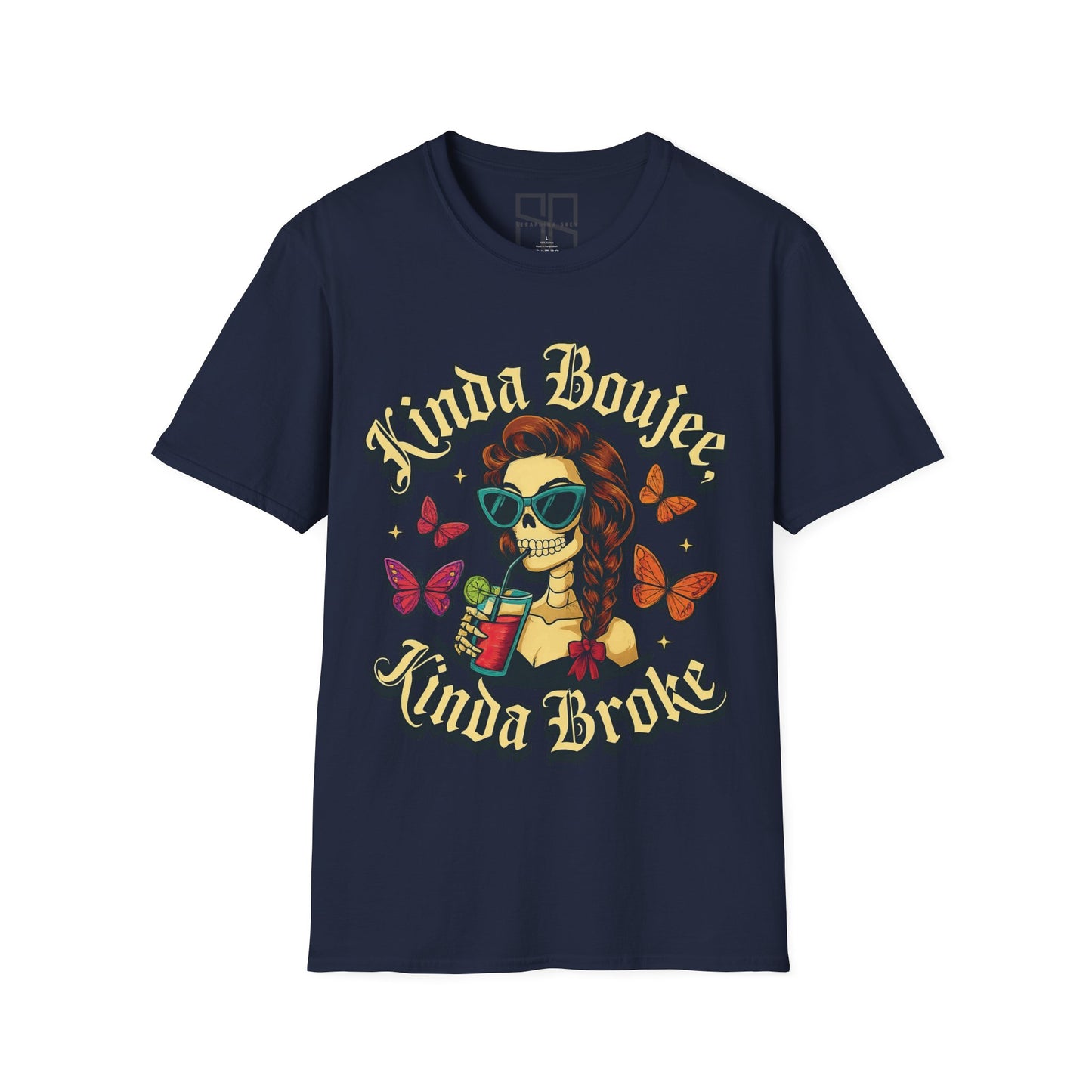 Kinda Boujee, Kinda Broke — Vintage Skull, Unisex Graphic Tee