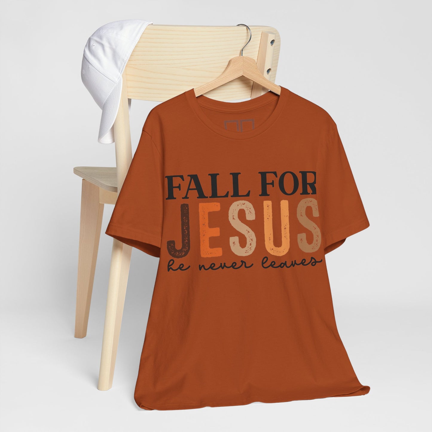 Fall for Jesus, He Never Leaves - Unisex Jersey Short Sleeve Tee