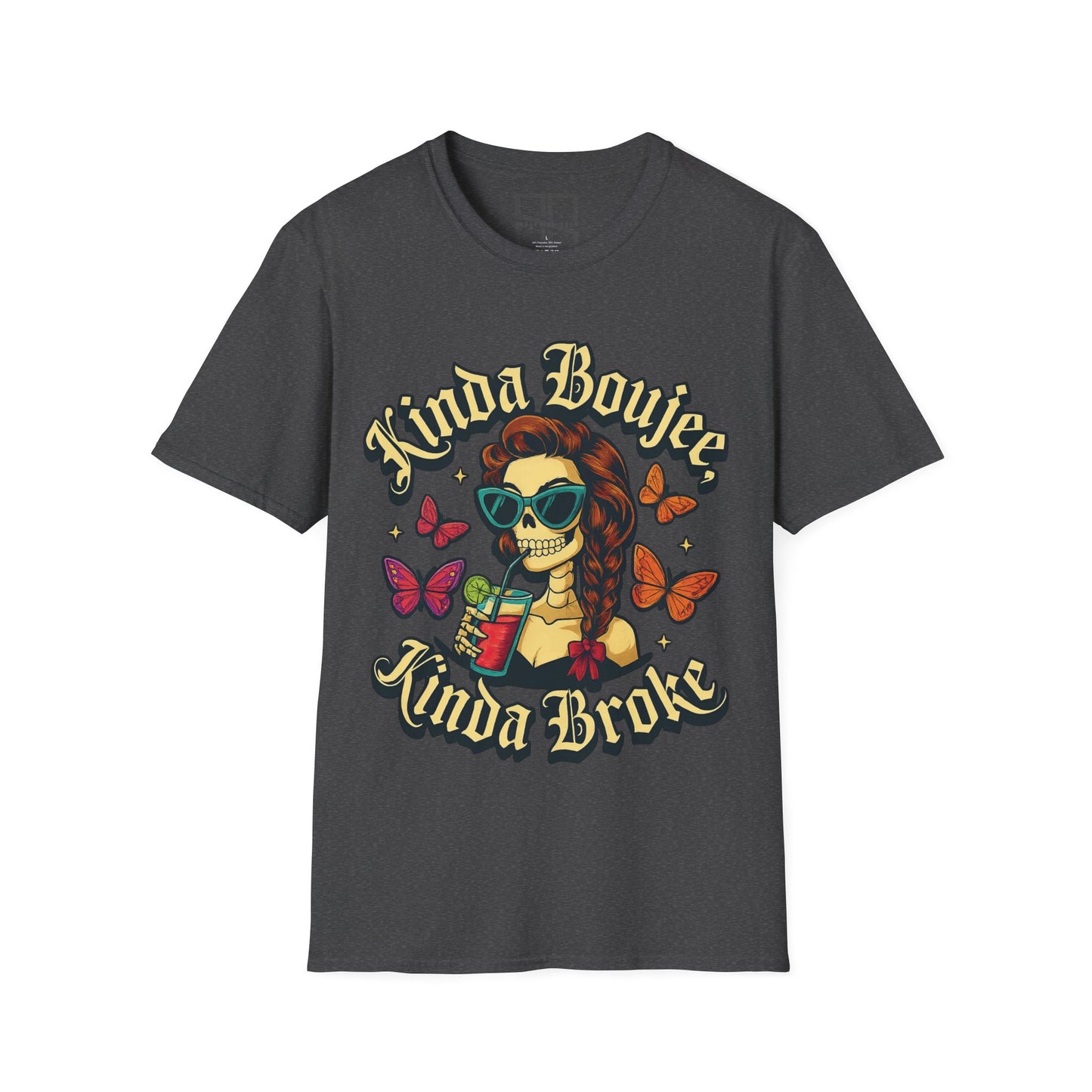 Kinda Boujee, Kinda Broke — Vintage Skull, Unisex Graphic Tee