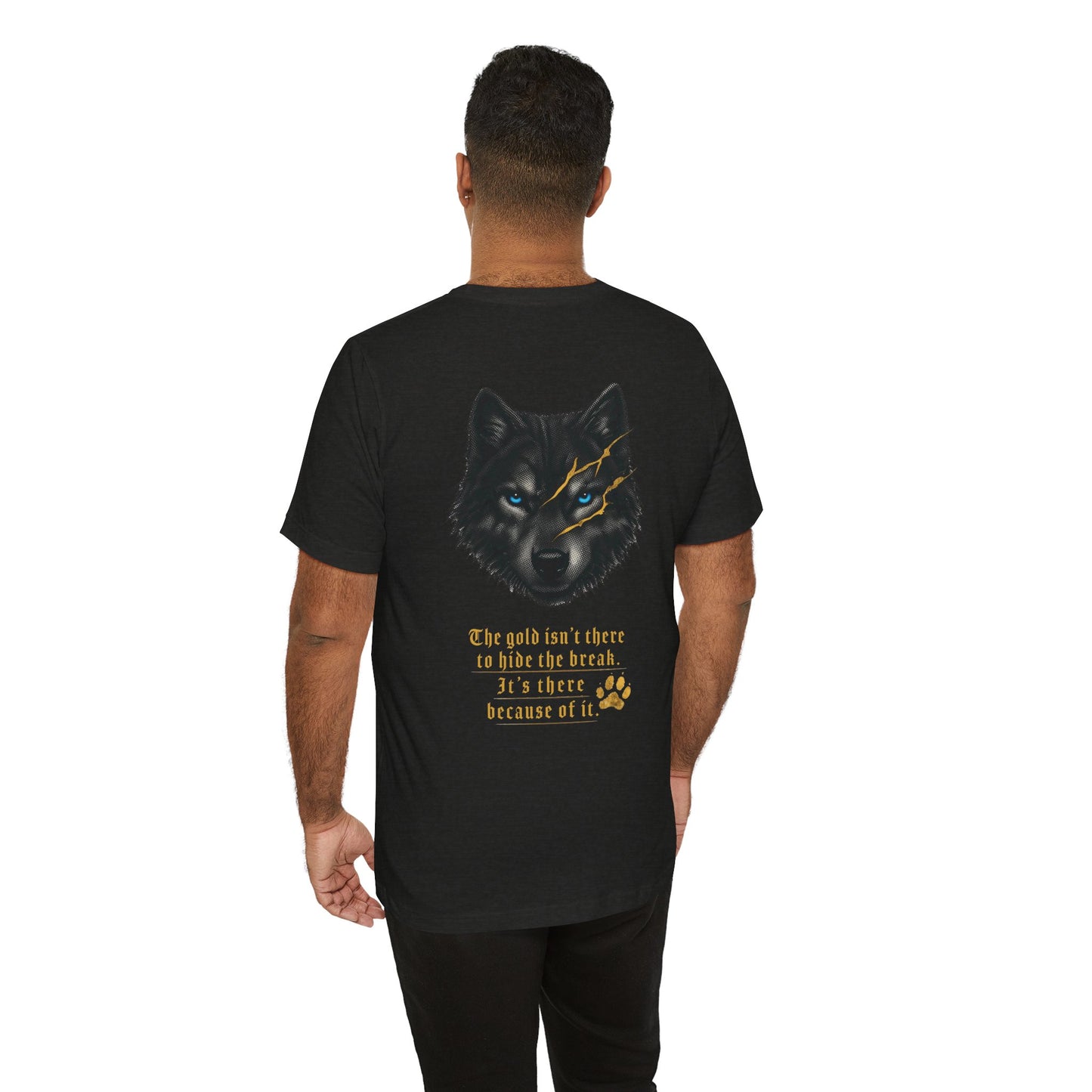 Reforged Wolf Kintsugi Tee — "The Gold Isn't There to Hide the Break"