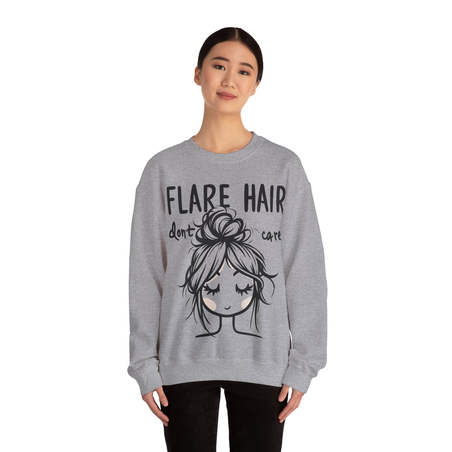 Flare Hair Don't Care Unisex Heavy Blend™ Crewneck Sweatshirt