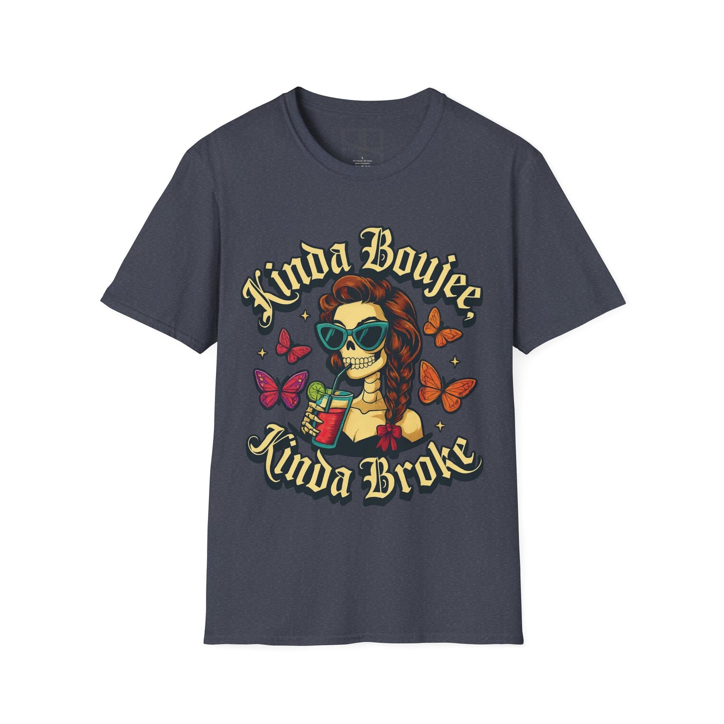 Kinda Boujee, Kinda Broke — Vintage Skull, Unisex Graphic Tee