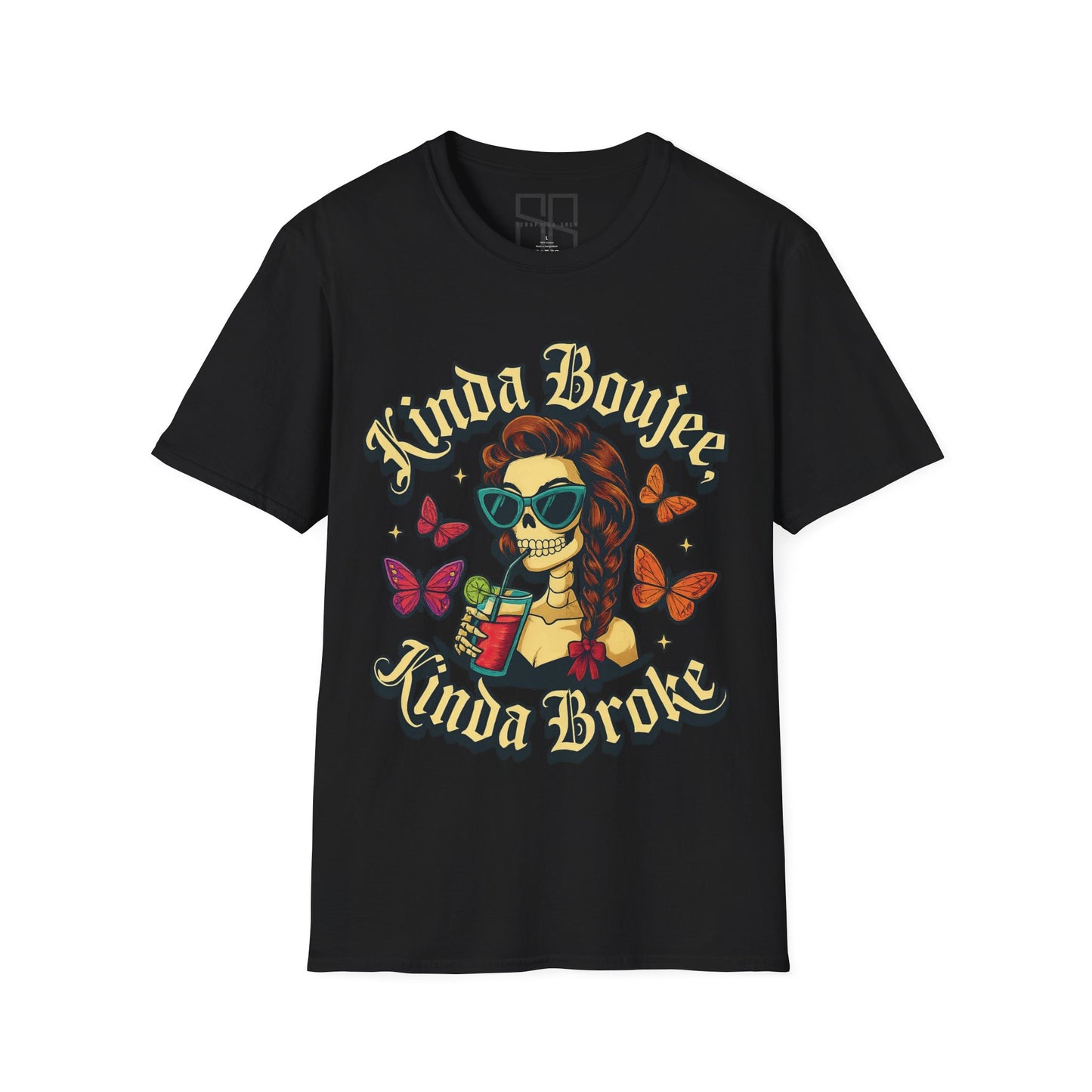 Kinda Boujee, Kinda Broke — Vintage Skull, Unisex Graphic Tee