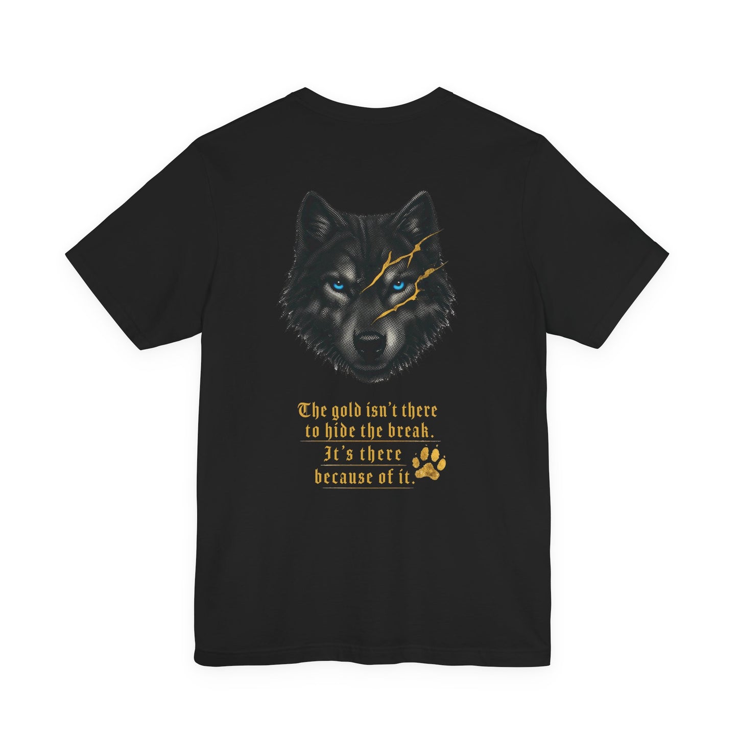 Reforged Wolf Kintsugi Tee — "The Gold Isn't There to Hide the Break"