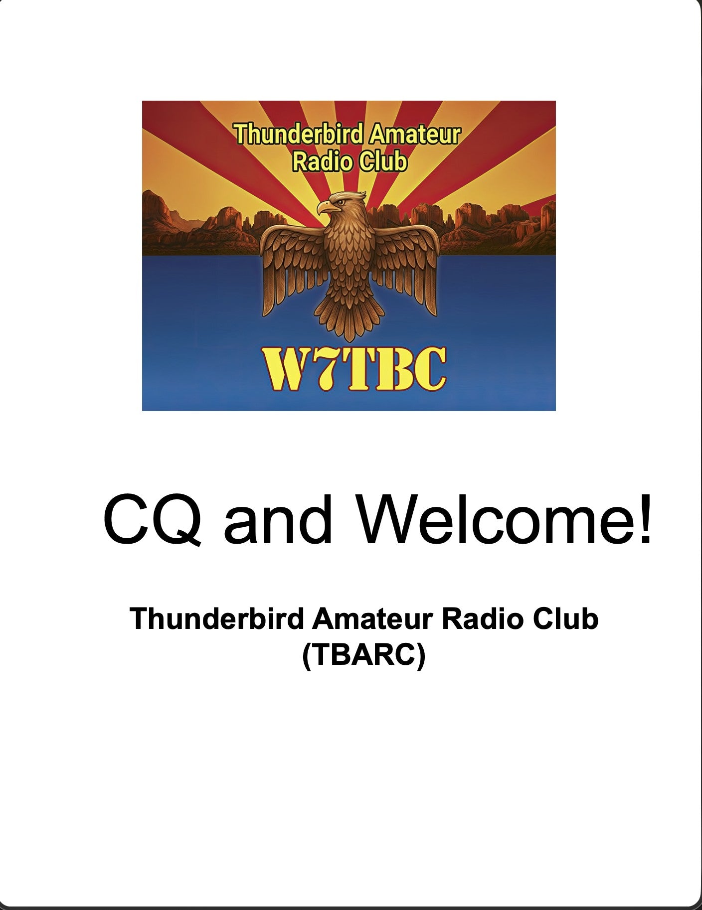 W7TBC Welcome Packet - New Member Information Kit