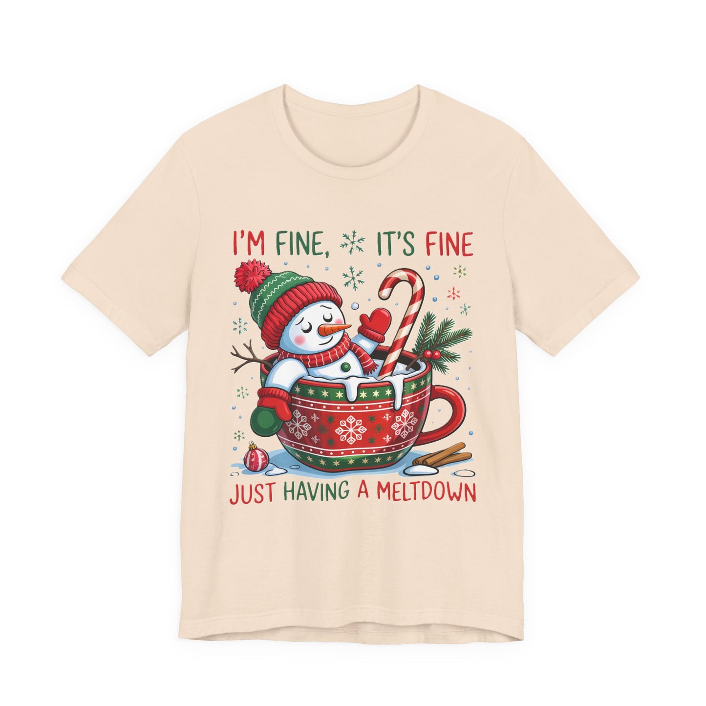 Melting Snowman Christmas Tee - "I'm Fine, It's Fine Just Having a Meltdown" Holiday T-Shirt