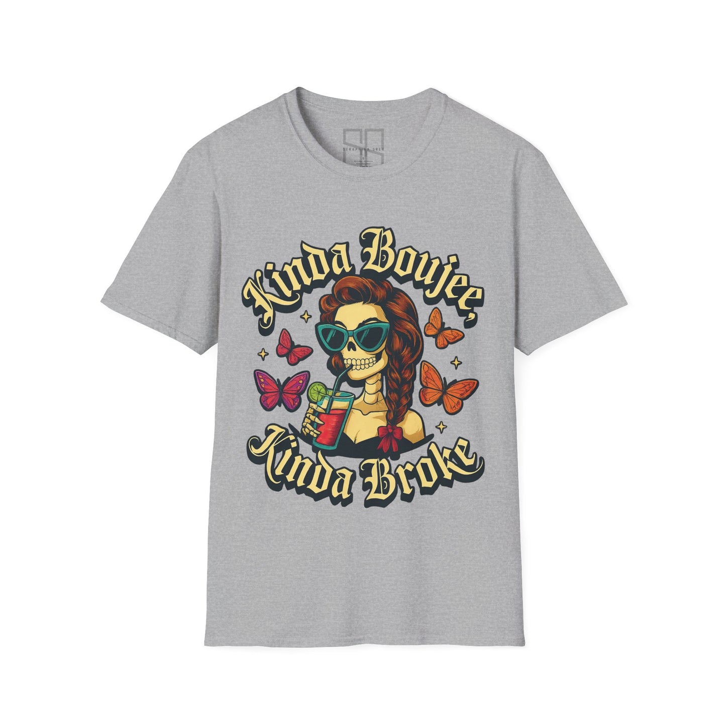 Kinda Boujee, Kinda Broke — Vintage Skull, Unisex Graphic Tee