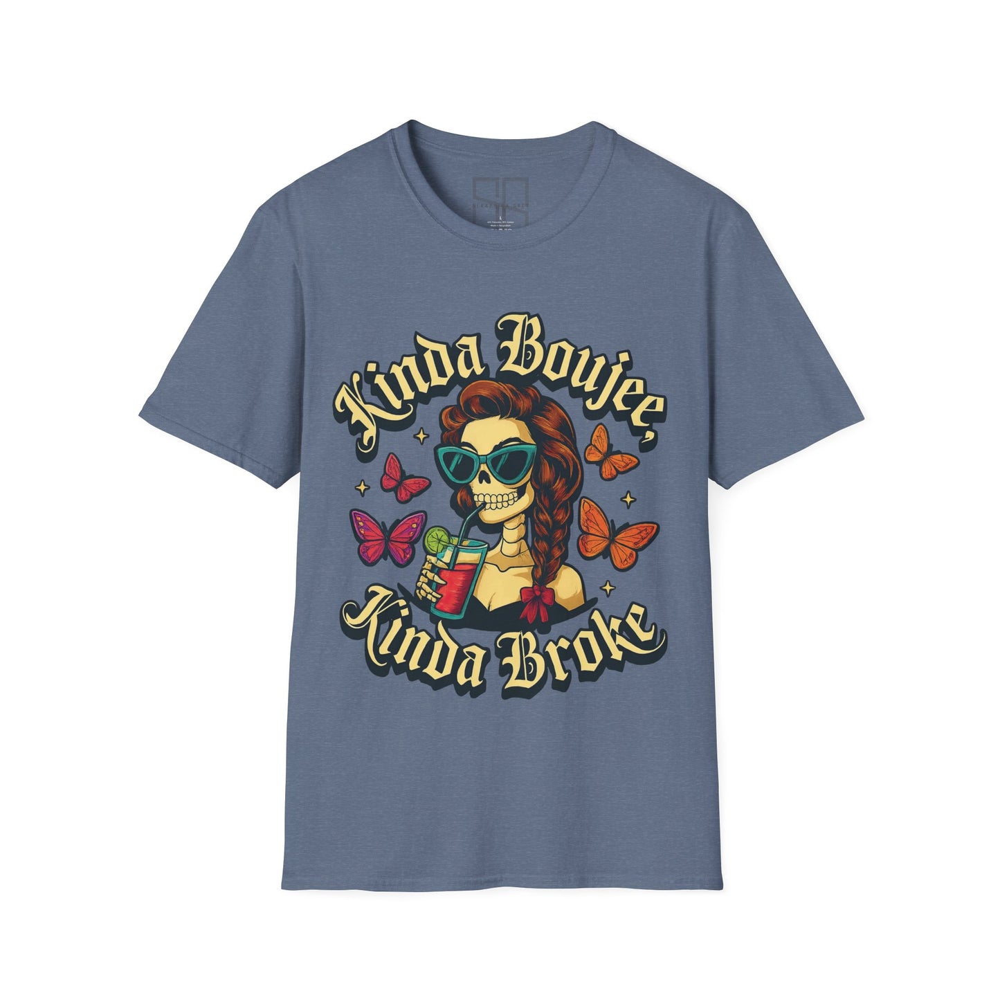 Kinda Boujee, Kinda Broke — Vintage Skull, Unisex Graphic Tee