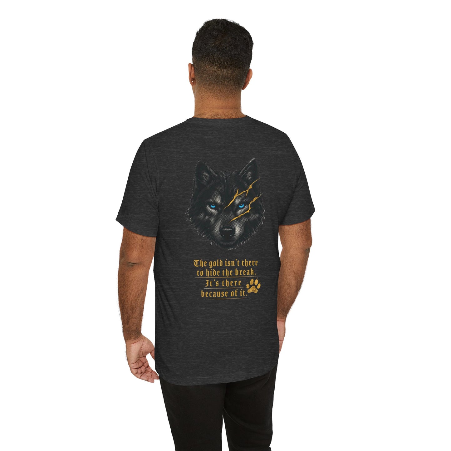 Reforged Wolf Kintsugi Tee — "The Gold Isn't There to Hide the Break"