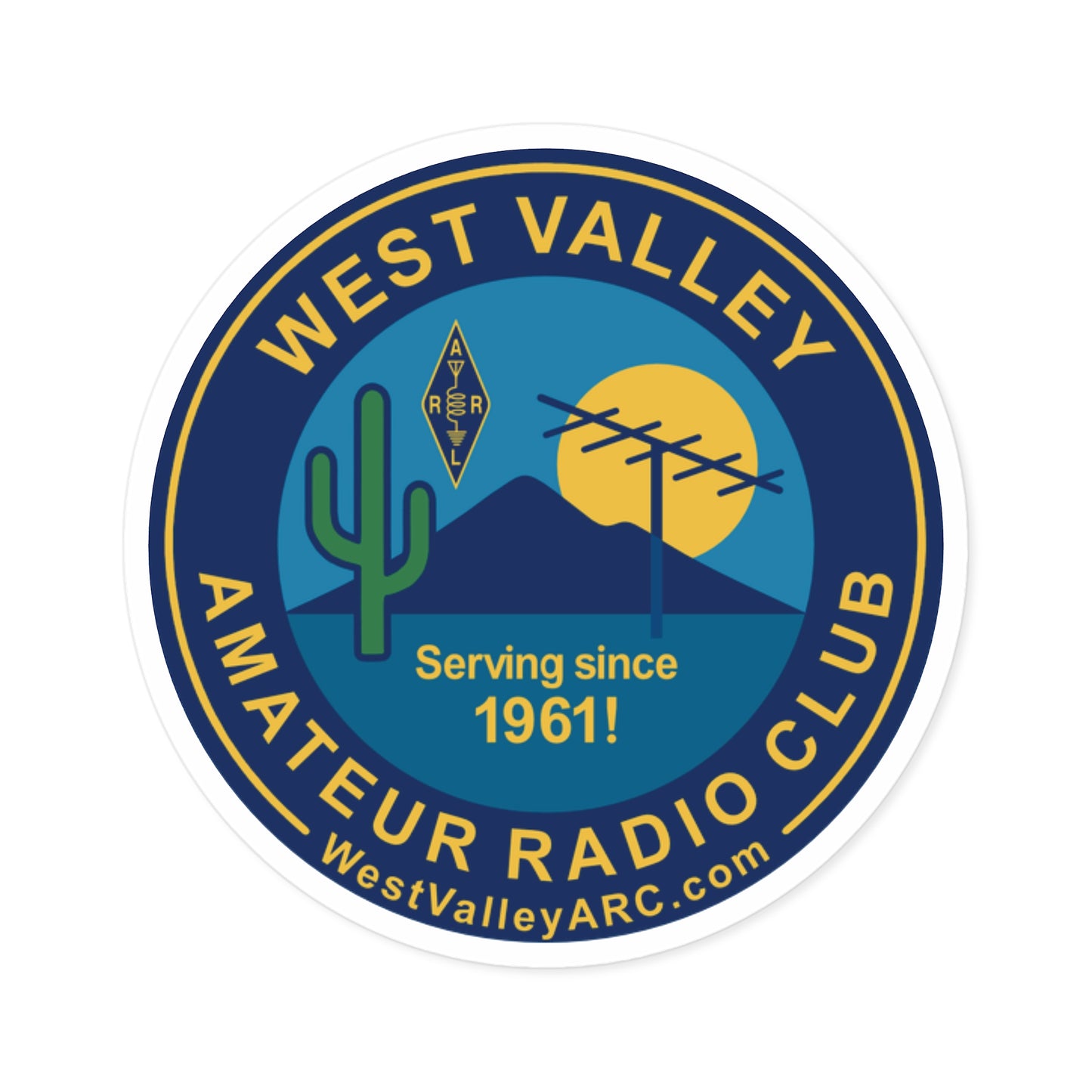 West Valley Amateur Radio Club Round Sticker — "Serving since 1961"