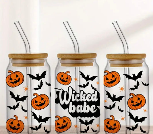 🎃👻 Wicked Babe Glass Tumbler 👻🎃