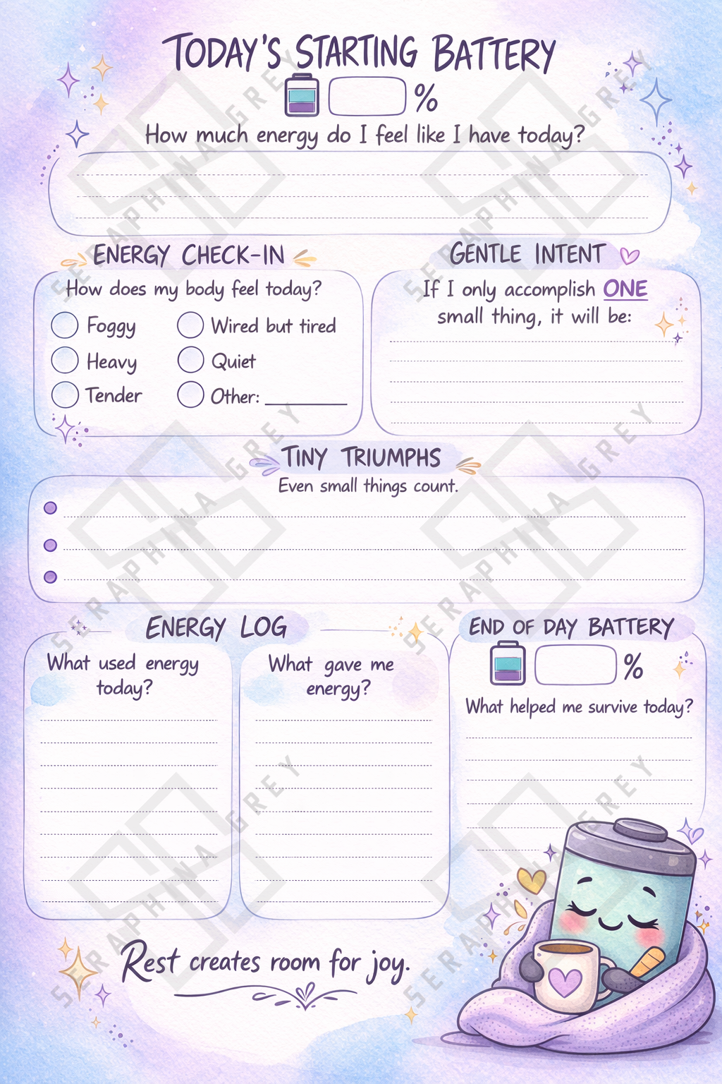 The Low Battery Journal — A Spoonie's Daily Companion — Digital PDF