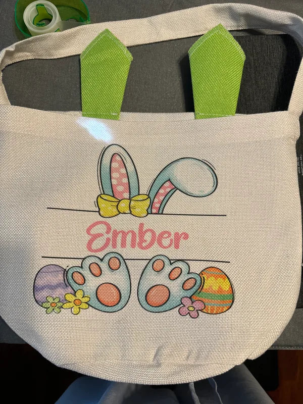 Personalized Easter tote with the name Ember
